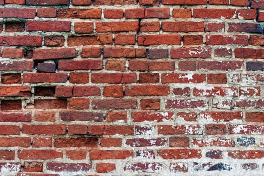 Old weathered brick wall texture. Closeup shot