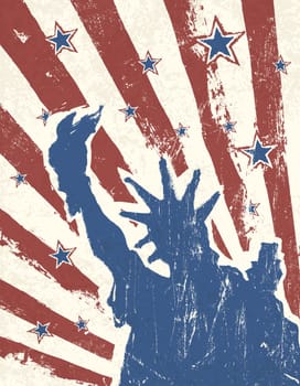 Grunge American Independence Day themed background. Vector.