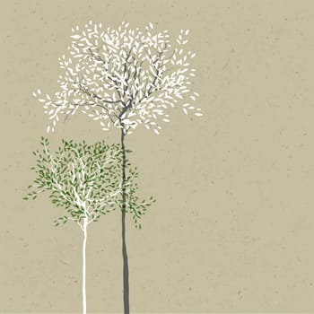 Trees background. The trunk and leaves in separate layers. Vector.