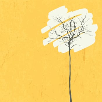 Stylized tree. Retro background. Vector