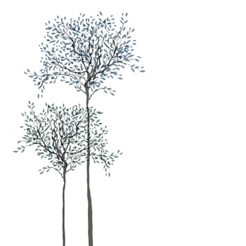 Trees background. The trunk and leaves in separate layers. Vector illustration.