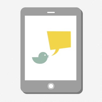 Tablet device with tweet bubble. Vector