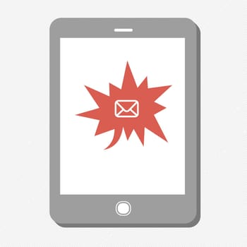 Tablet device with many urgent mail. Vector