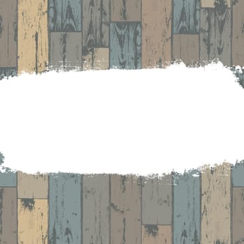 White grunge label on wooden background. Vector