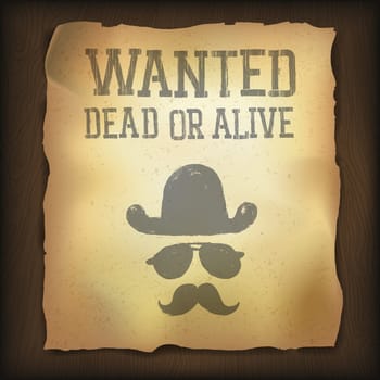 Old "Wanted..."" poster, vector illustration"
