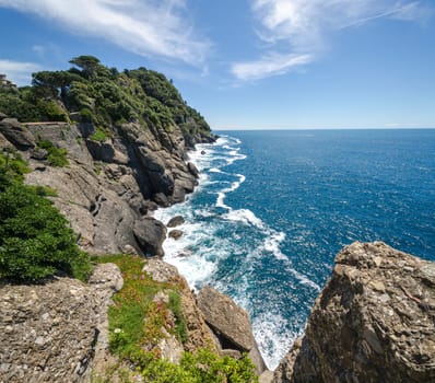 overview of the coastline of the promontory of Portofino to Genoa