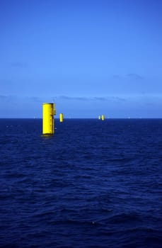 Construction of an offshore wind farm with completed foundation