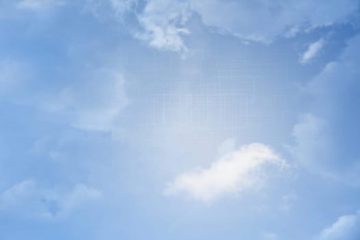 Cloud technology background with copyspace on sky.