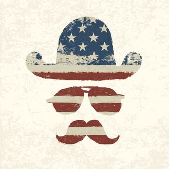 Grunge american flag themed retro fun elements. Vector, EPS10