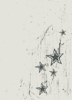 Stars on scratched beige texture. Vector