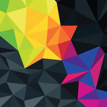Abstract triangles background with colorful accented area, vector.
