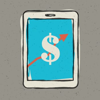 Earnings sign on smartphone screen. Vector, EPS10