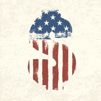 Grunge american flag themed dollar sign.
