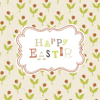 Easter card template with red berry seamless pattern. Vector, EPS10