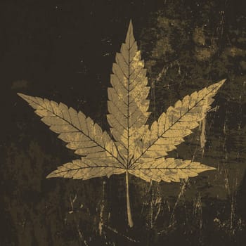 Cannabis leaf grunge icon. With stained texture, vector