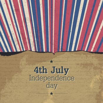 Retro 4th july poster with rays. Vector, EPS10