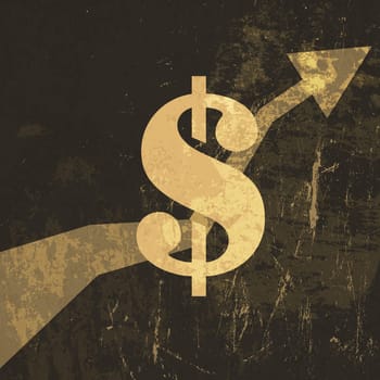 Retro earnings grow up illustration. Dollar sign, Vector