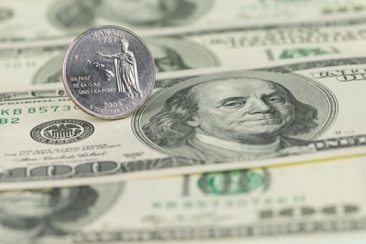 Hawaii US coin on one hundred dollar