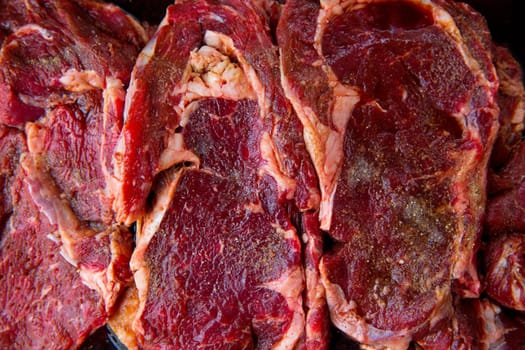 Beef raw meat for barbecue grilled with fajita spices american style