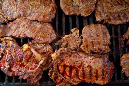 Beef meat barbecue grilled with embers and smoke american style