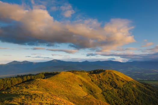Landscape with cloudy sky on sunset, Sorrondegi, Trucíos, Bizkaia, Spain