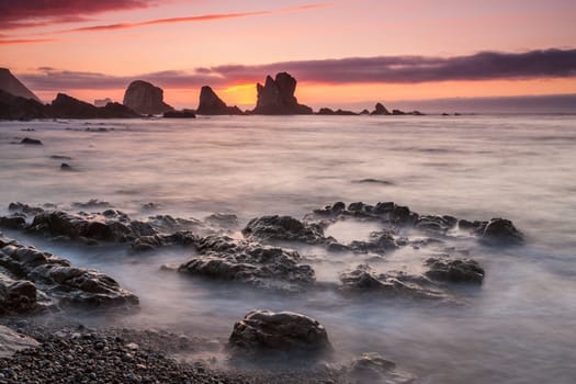 Sunset at Playa del Silencio, Asturias, Spain