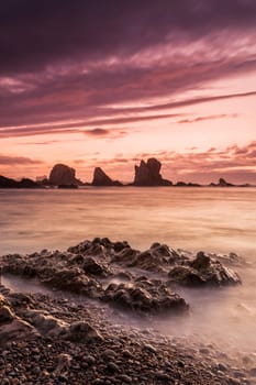 Sunset at Playa del Silencio, Asturias, Spain