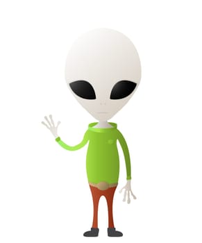 Cute alien character figure over white