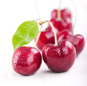 fresh red cherries