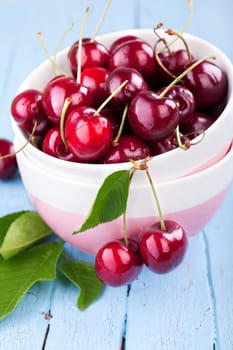 fresh cherries in a bowl