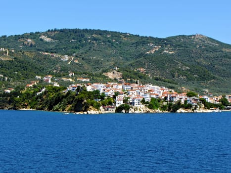 Skiathos, Greek island at Vories Sporades. Full view