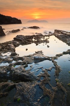 Amazing seascape sunset, Sonabia, Cantabria, Spain