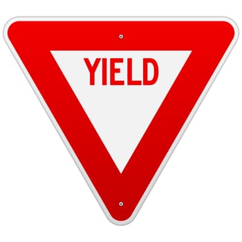 Classic red and white road sign isolated on white background