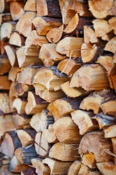 Stack of firewood prepared for winter