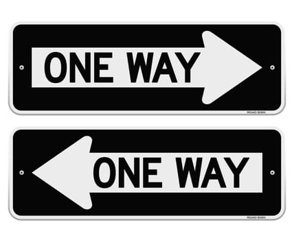 Classic American Black Roadsign pointing Left and Right