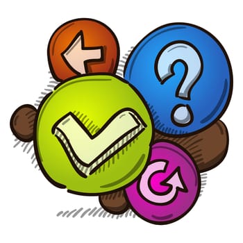 Arrow Checkmark Questionmark and Reload icons