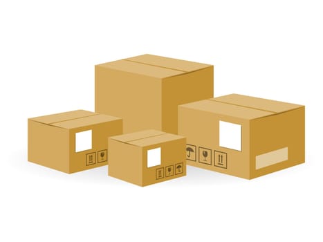 Set of cardboard containers used for product packaging