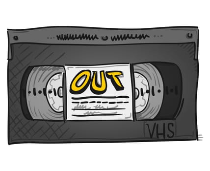Old plastic VHS videotape for home records and memories