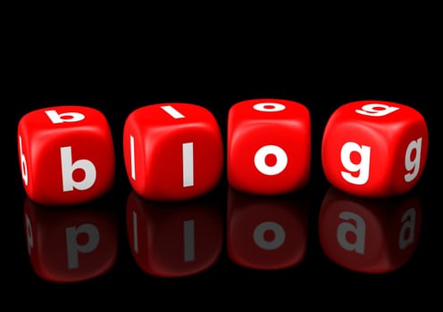 Red cubes with the white text  Blog.