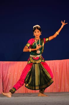 CHENNAI - JAN 7: Indian classical dance performed by an unknown artist during mylapore festival Jan 07, 2012 in Chennai, India