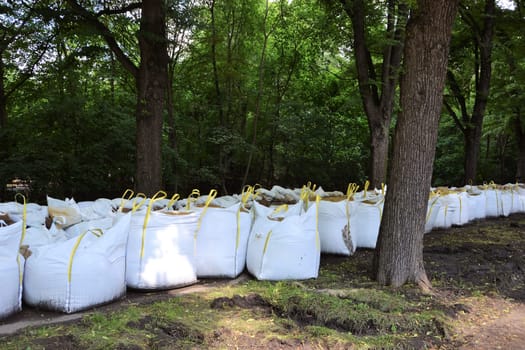 Sandbags during flooding in Magdeburg