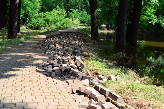 destroyed road after a flood