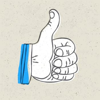 Retro styled thumb up symbol. Vector illustration, EPS10