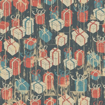 Christmas seamless background with gifts pattern. Vector illustration, EPS10.