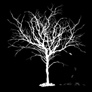 Tree silhouettewith fallen leaves. Vector illustration, EPS8.
