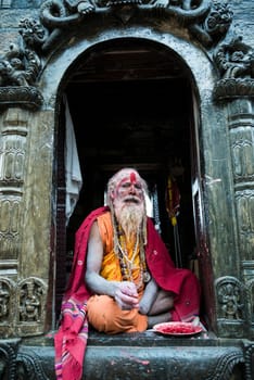 KATHMANDU, NEPAL - MARCH 10: A sadhu during Shivaratri festival, on March 10, 2013 in Kathmandu, Nepal. Shivaratri is celebrated each year to honor Lord Shiva.