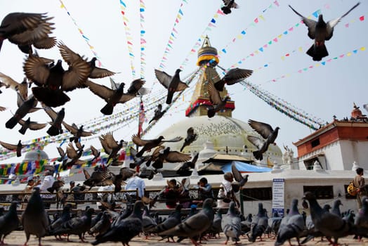 Bodhnath stupa also called Boudhanath is the largest stupa in the world, Kathmandu, Nepal