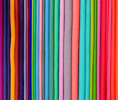 Colorful pashminas in a shop