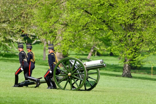 London, UK. May 8th, 2013. The King's Troop in Green Park are ready to fire gun salutes for the State Opening of Parliament.