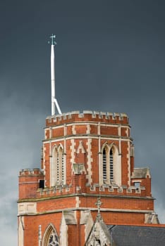Threatening sky over St Thomas a Becket Catholic Church in Wandsworth.